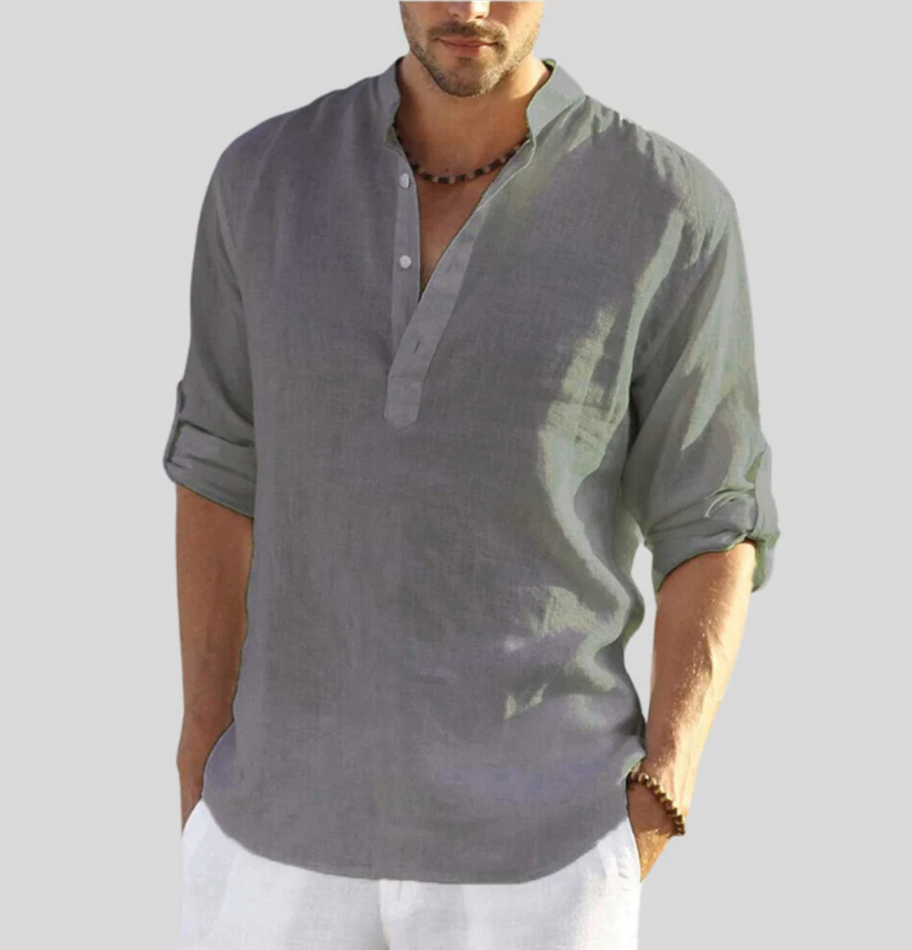 Men's Relaxed Fit Long Sleeve Henley Shirt