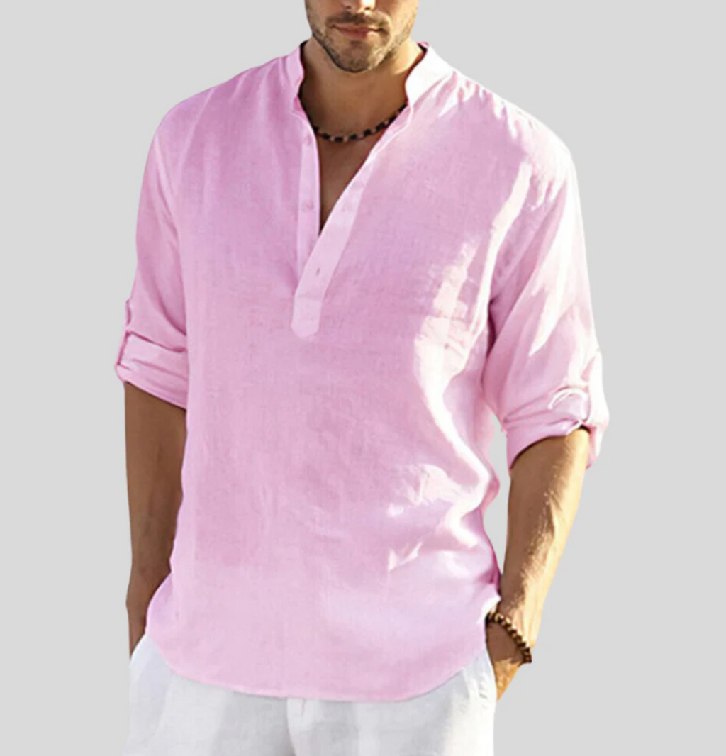 Men's Relaxed Fit Long Sleeve Henley Shirt