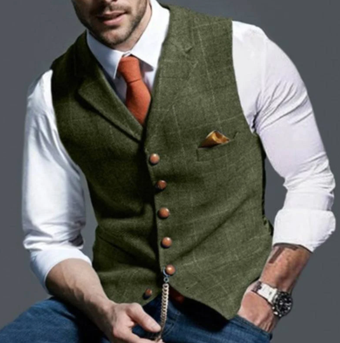 Men’s Shawl Collar Button-Front Waistcoat