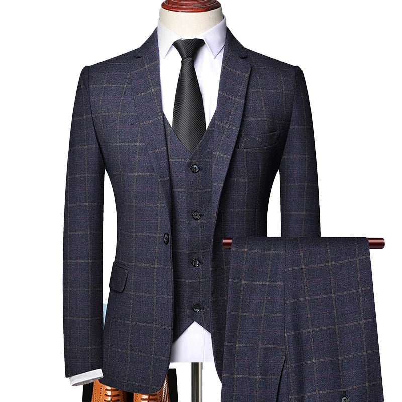 Men’s Three Piece Checked Suit