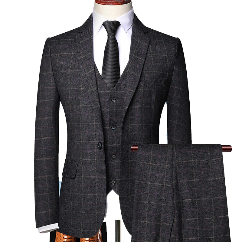 Men’s Three Piece Checked Suit