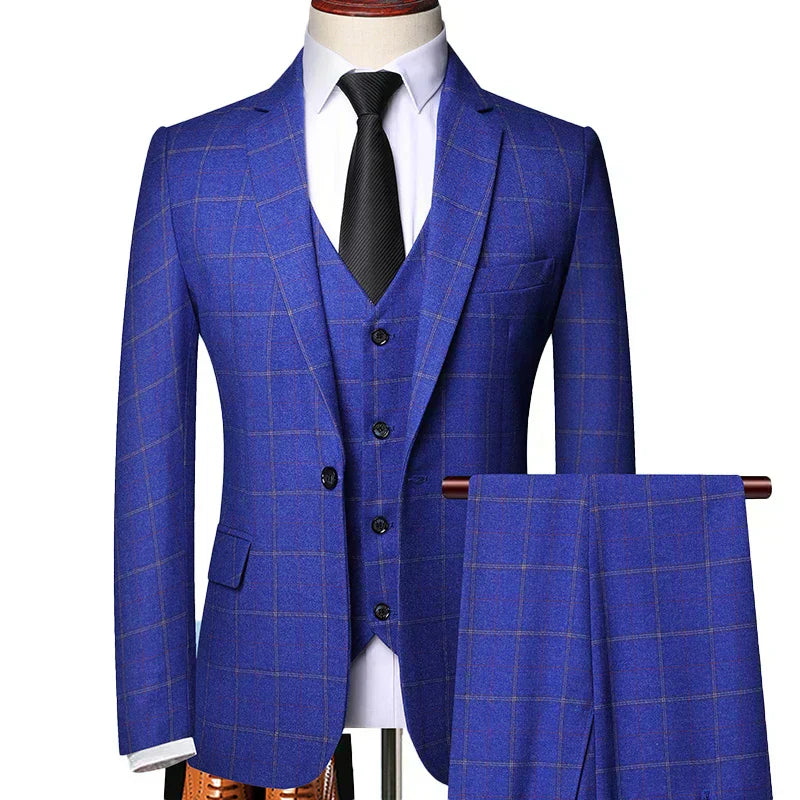 Men’s Three Piece Checked Suit