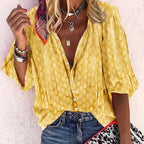 Women’s Relaxed Printed Button-Front Blouse