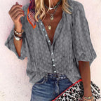 Women’s Relaxed Printed Button-Front Blouse