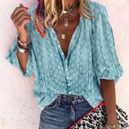 Women’s Relaxed Printed Button-Front Blouse