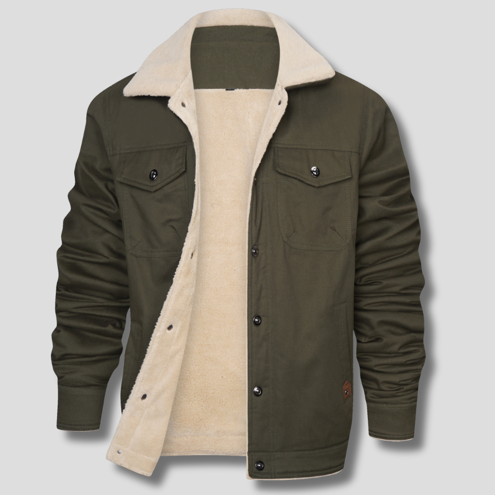 Men's Sherpa-Lined Button-Front Jacket