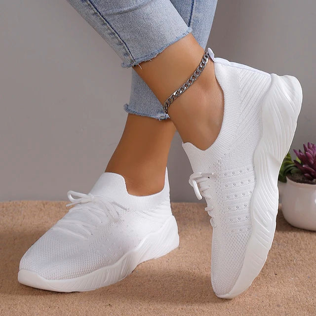 Women’s Knit Lace-Up Walking Sneakers