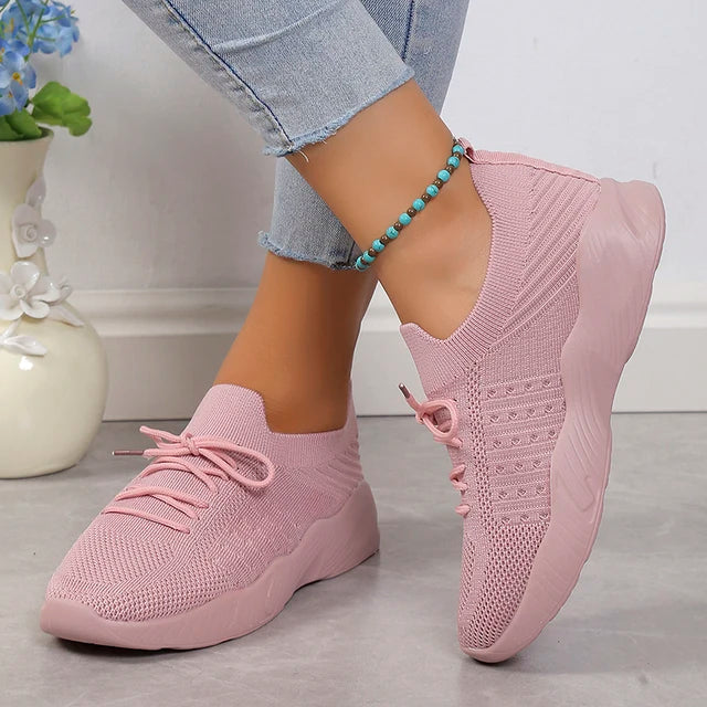 Women’s Knit Lace-Up Walking Sneakers