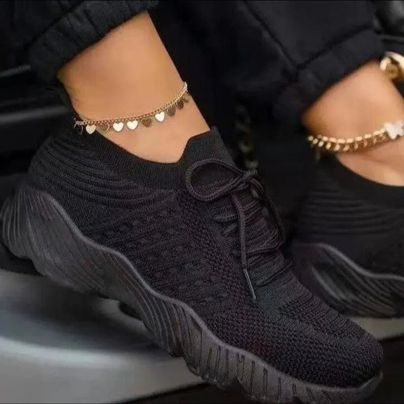 Women’s Knit Lace-Up Walking Sneakers
