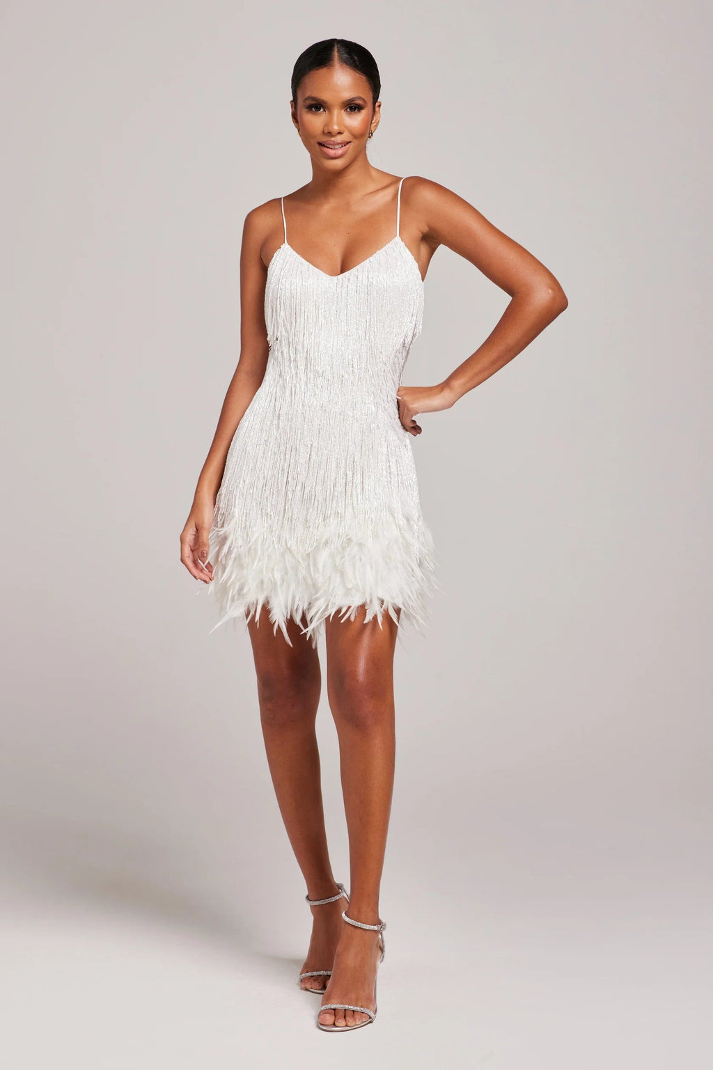Women’s Fringe Mini Dress Feather Hem