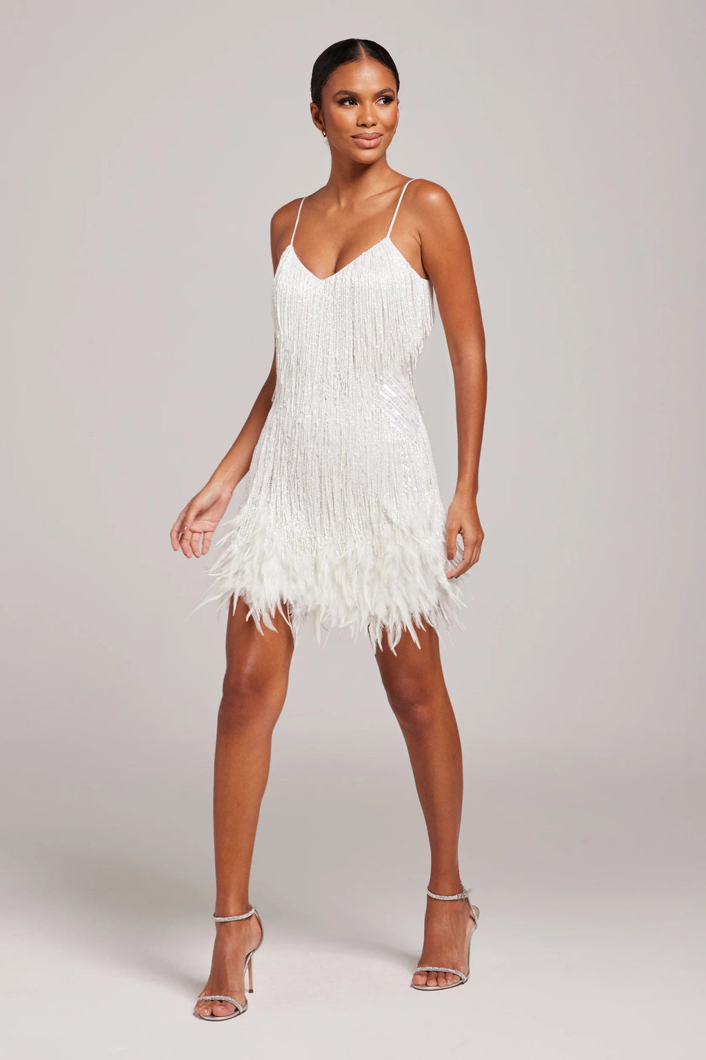 Women’s Fringe Mini Dress Feather Hem
