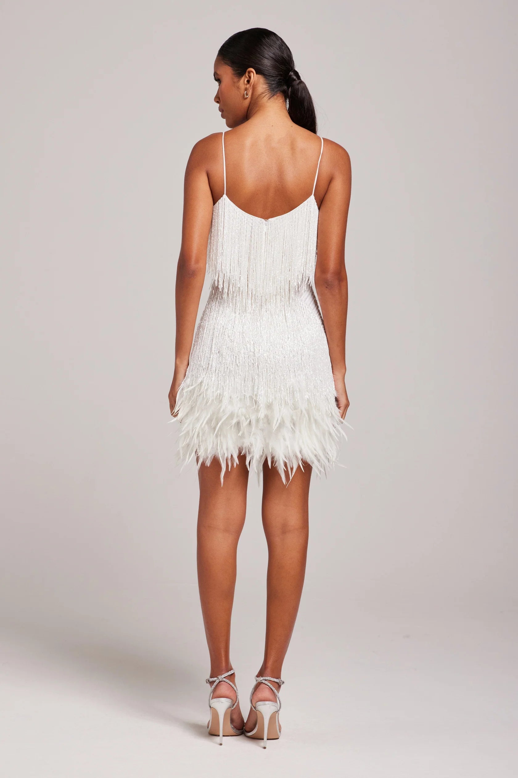 Women’s Fringe Mini Dress Feather Hem