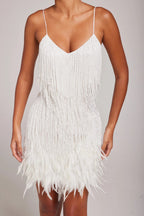 Women’s Fringe Mini Dress Feather Hem