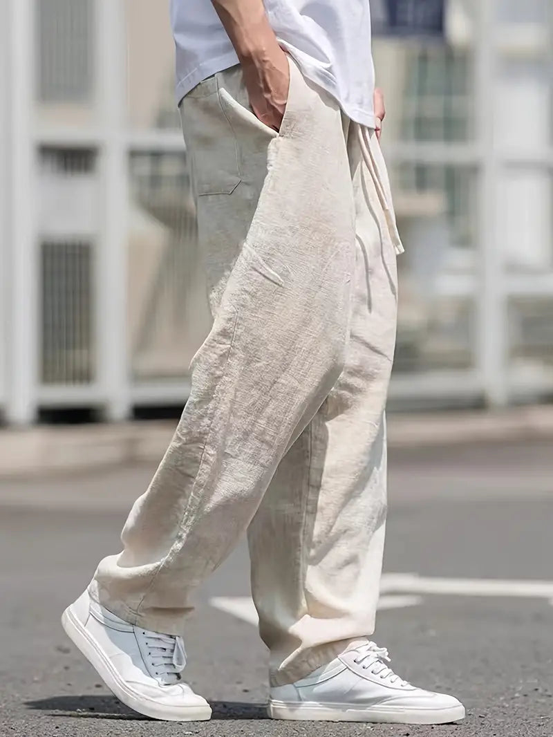 Men's Relaxed Linen Drawstring Pants