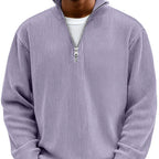 Men's Textured Knit Pullover with Quarter-Zip Collar