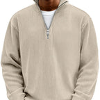 Men's Textured Knit Pullover with Quarter-Zip Collar