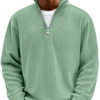 Men's Textured Knit Pullover with Quarter-Zip Collar