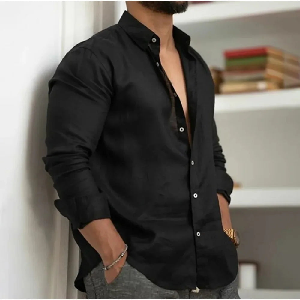 Men's Casual Linen Button Shirt