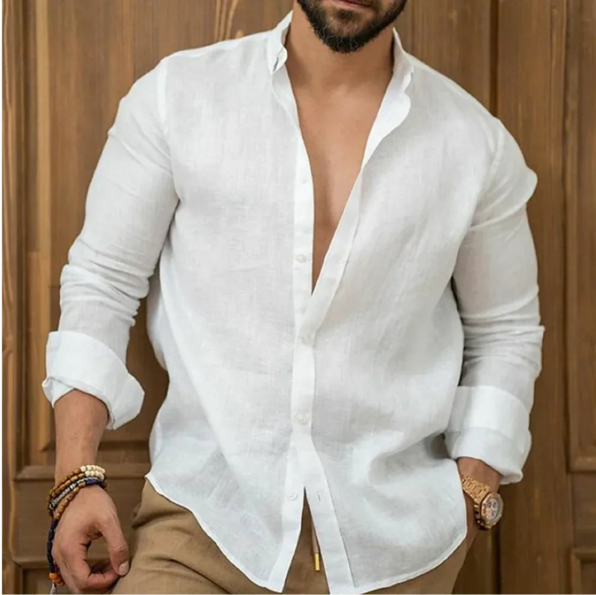 Men's Casual Linen Button Shirt