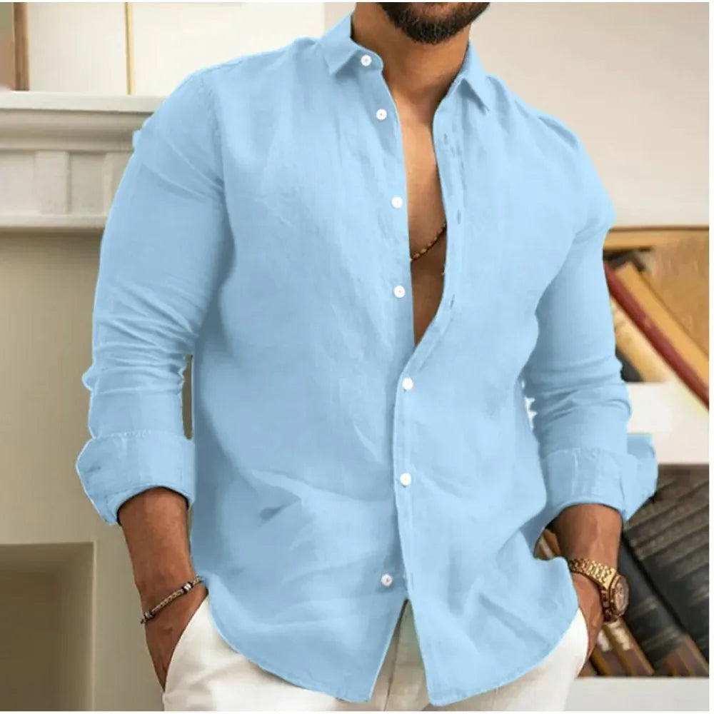 Men's Casual Linen Button Shirt