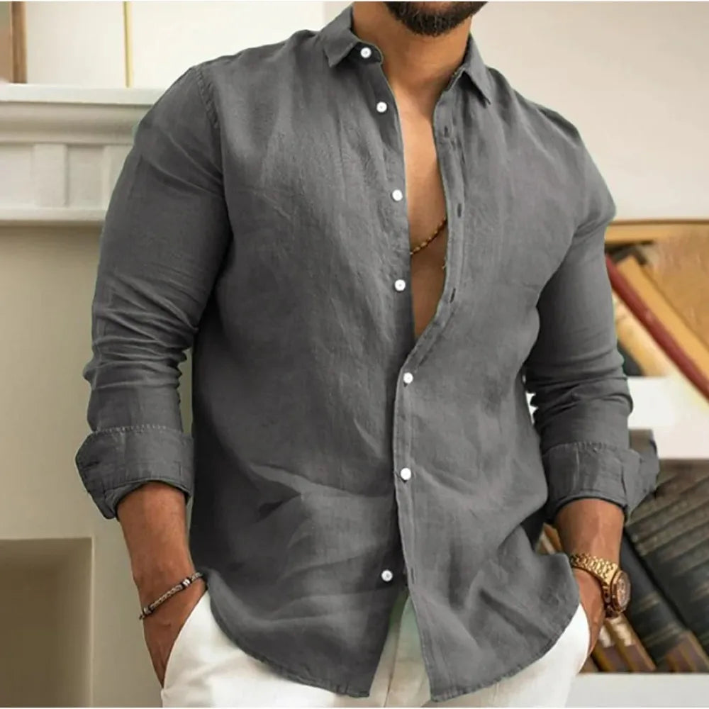 Men's Casual Linen Button Shirt