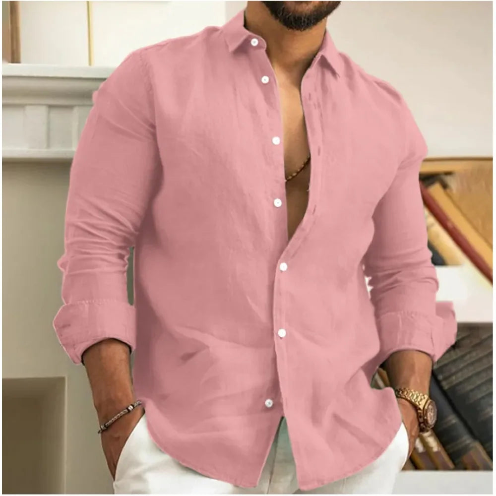 Men's Casual Linen Button Shirt