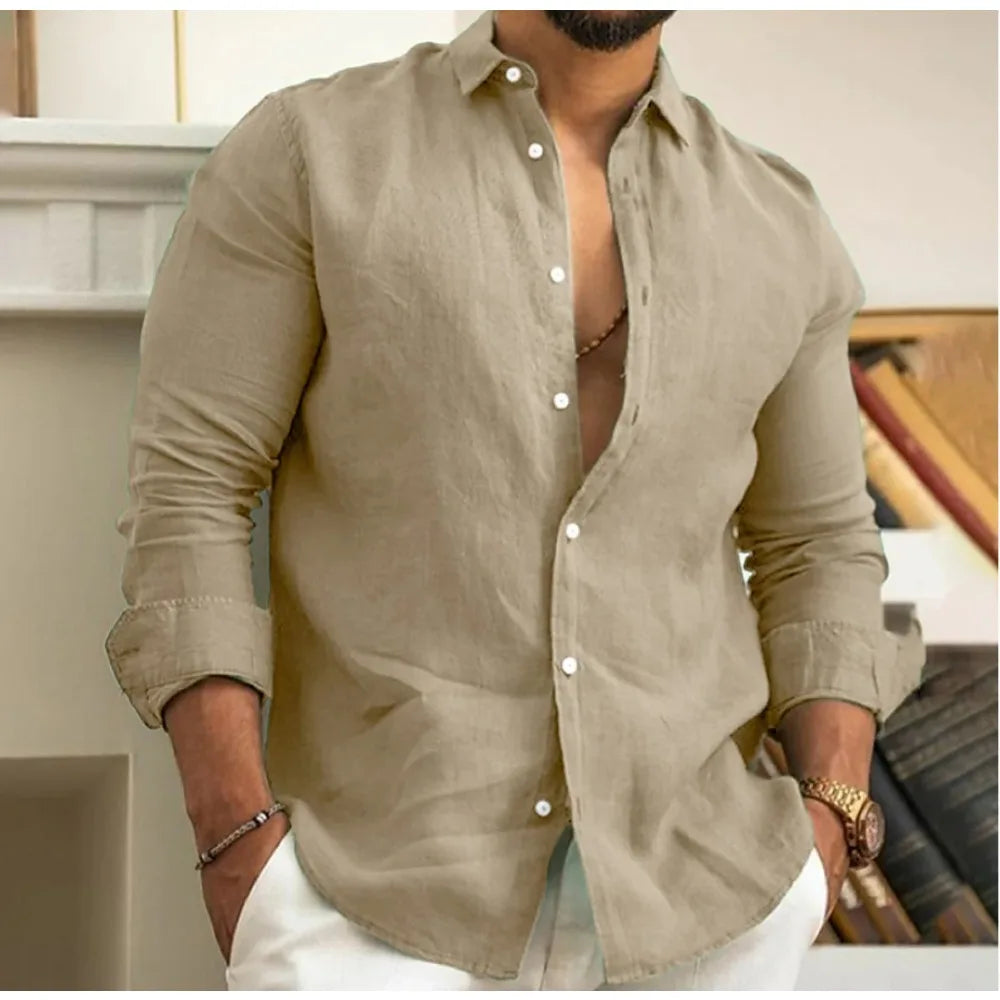 Men's Casual Linen Button Shirt