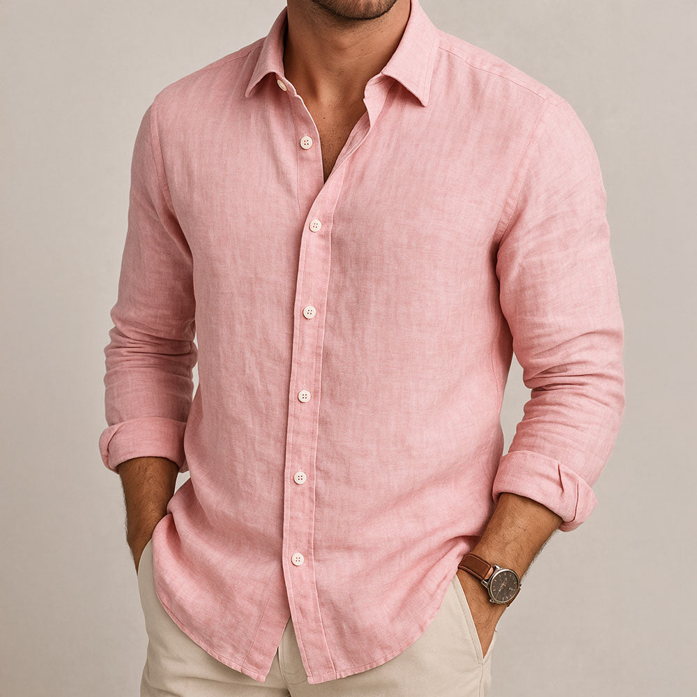 Men's Linen Casual Button Shirt