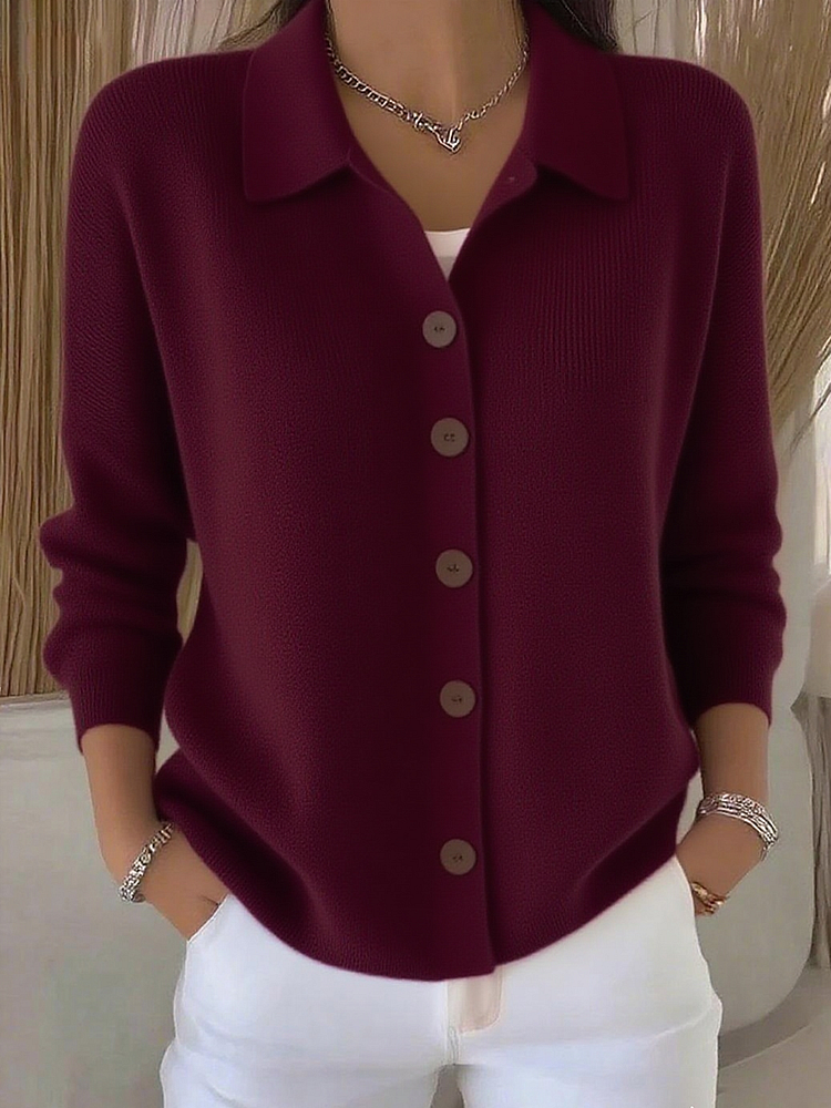 Women’s Collared Button-Front Knit Cardigan