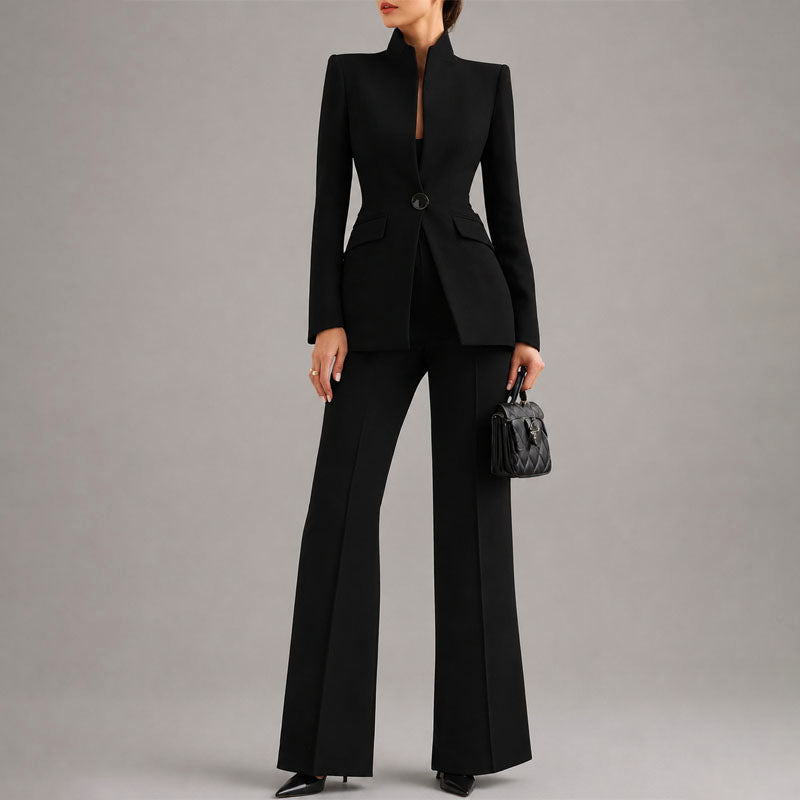 Women’s Structured Blazer and Wide-Leg Pants Set