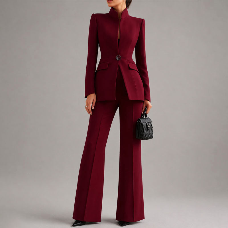 Women’s Structured Blazer and Wide-Leg Pants Set