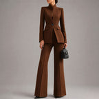 Women’s Structured Blazer and Wide-Leg Pants Set