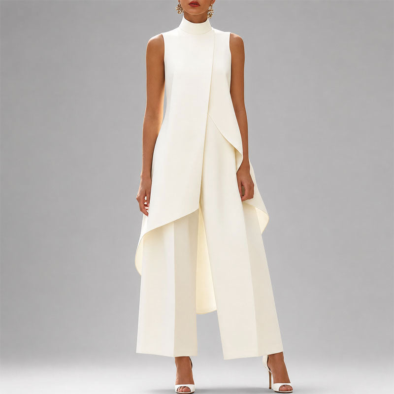 Women’s Asymmetric Tunic and Wide-Leg Pants Set