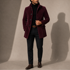 Men's Single Breasted Coat with Notched Lapels