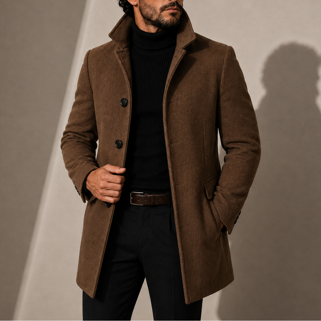 Men's Single Breasted Coat with Notched Lapels