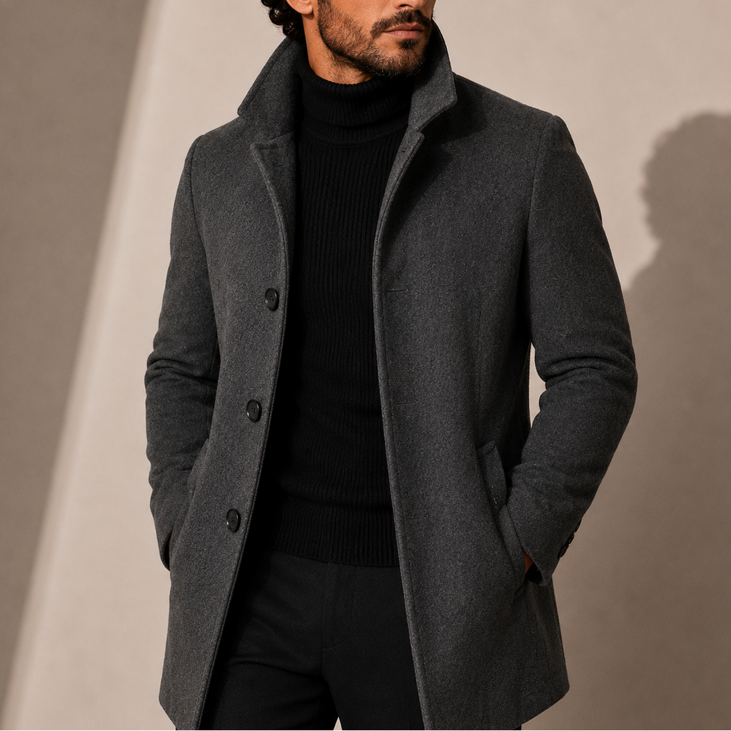 Men's Single Breasted Coat with Notched Lapels