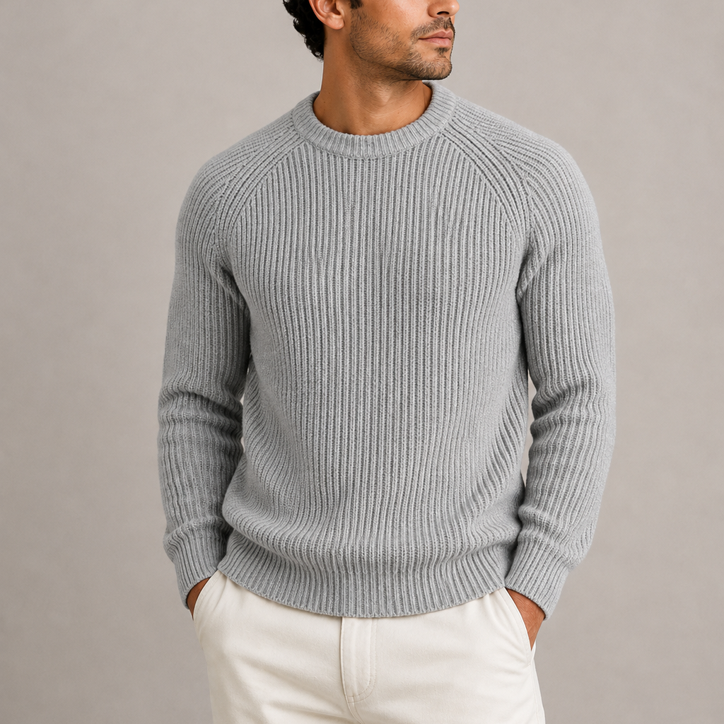 Men's Ribbed Knit Crew Neck Sweater