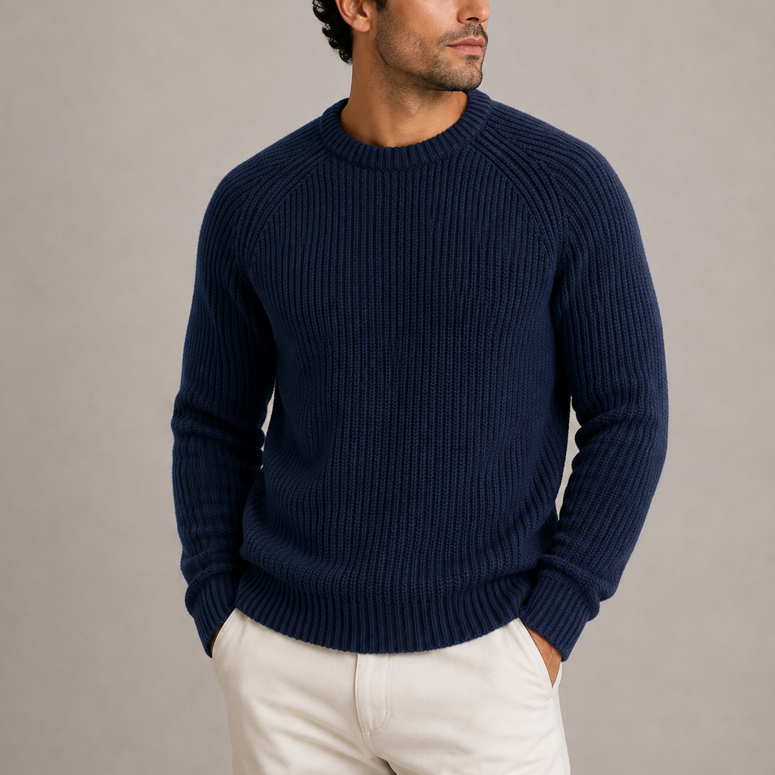 Men's Ribbed Knit Crew Neck Sweater
