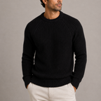 Men's Ribbed Knit Crew Neck Sweater