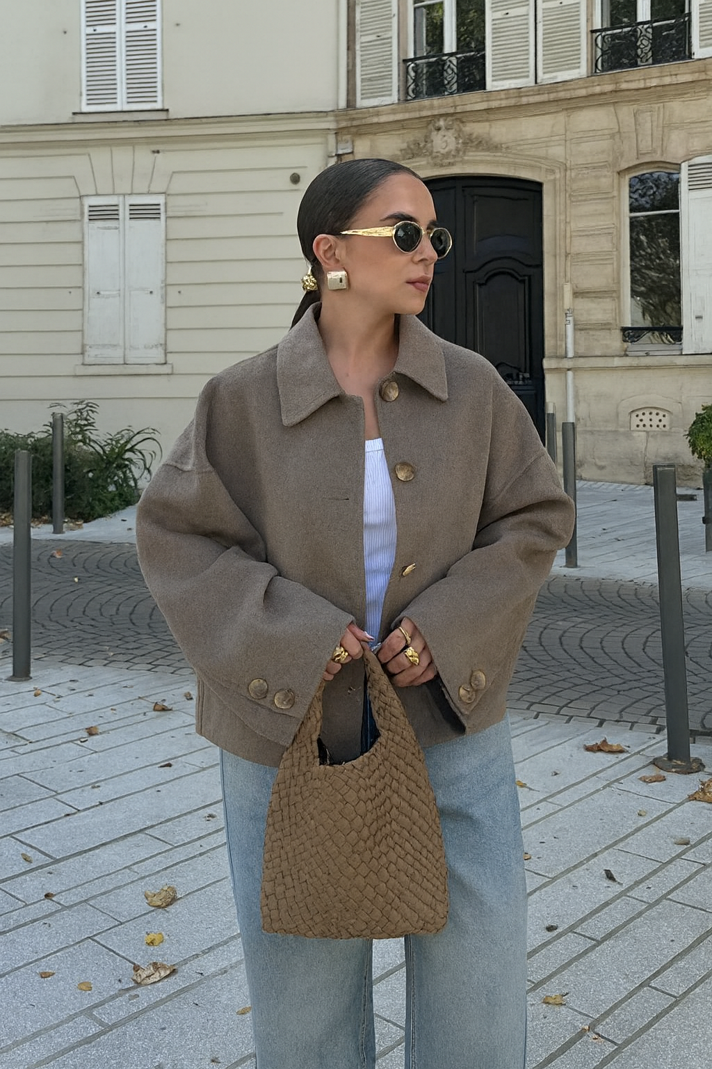 Women’s Oversized Collared Button-Front Jacket