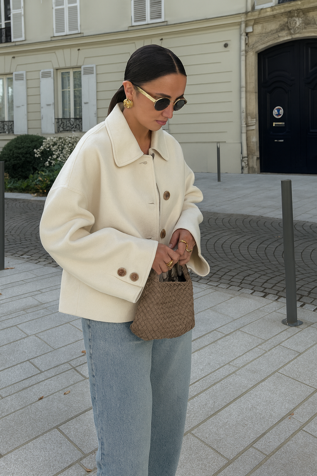 Women’s Oversized Collared Button-Front Jacket