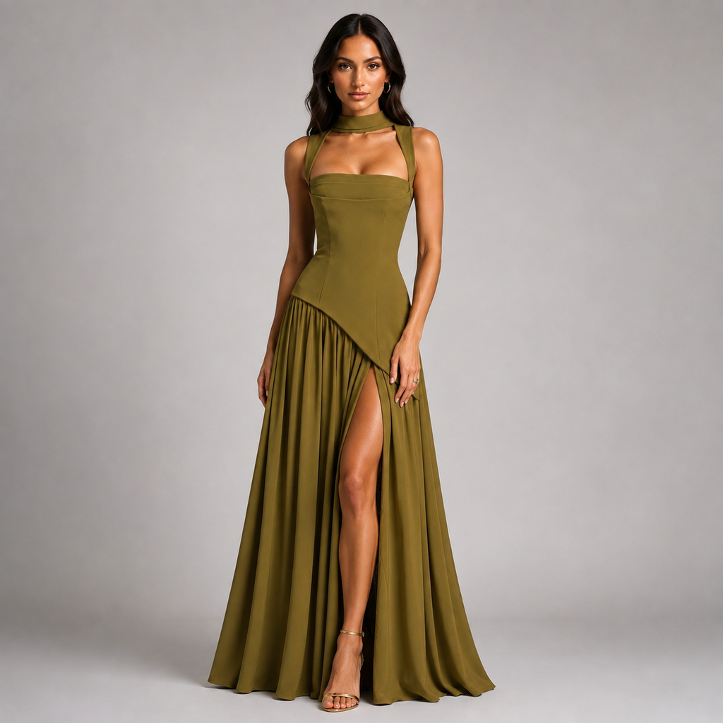 Women's Wedding Guest Maxi Dress with Slit