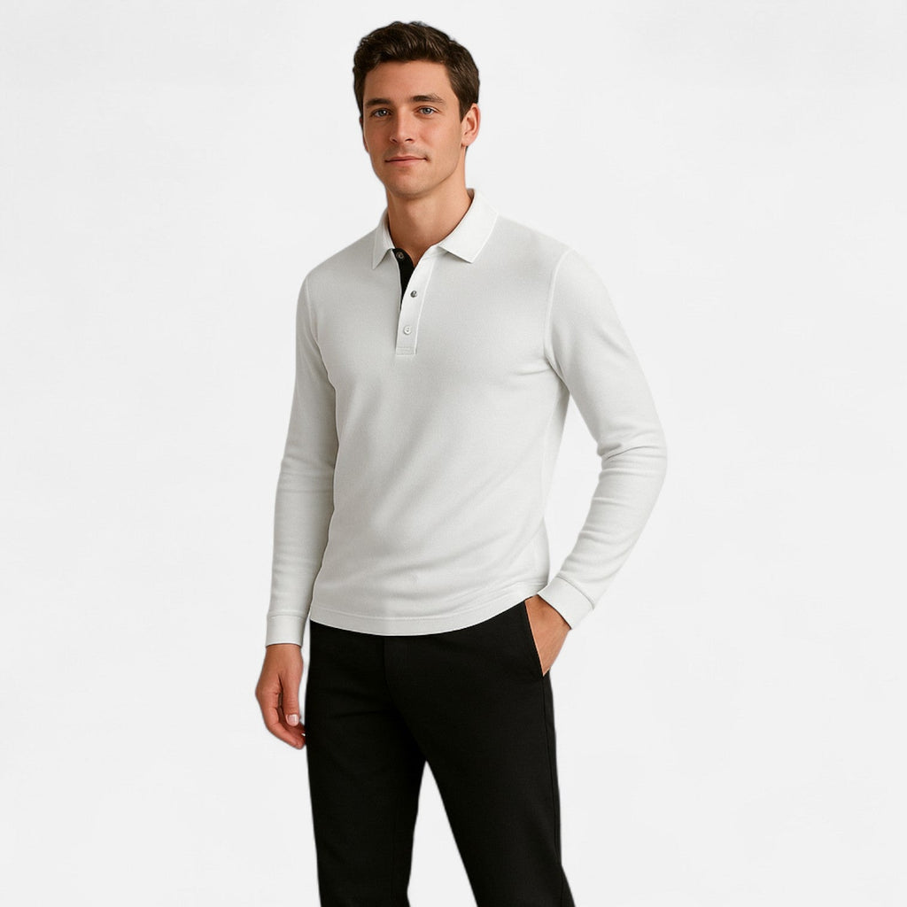 Men's Long Sleeve Casual Polo Shirt