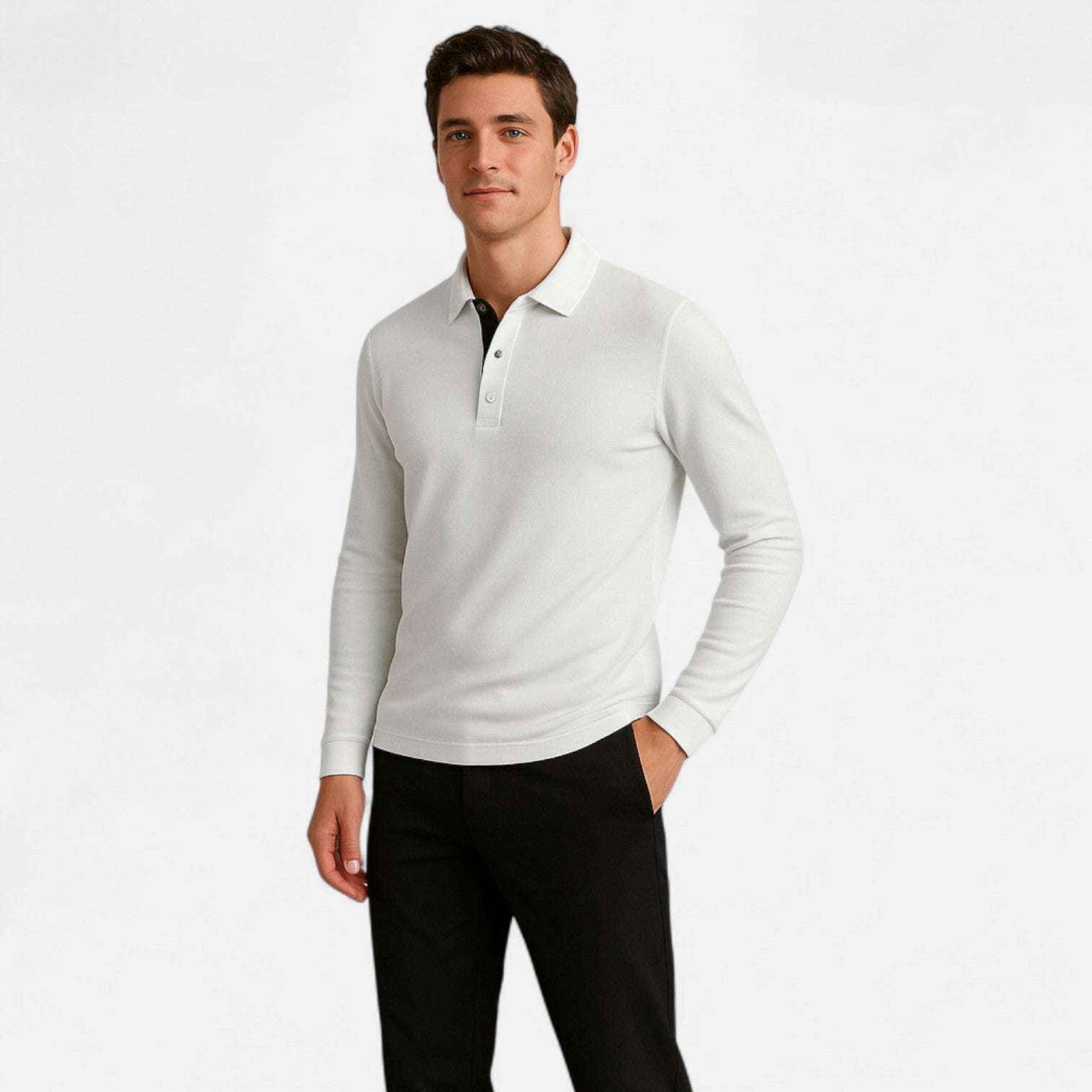 Men's Long Sleeve Casual Polo Shirt