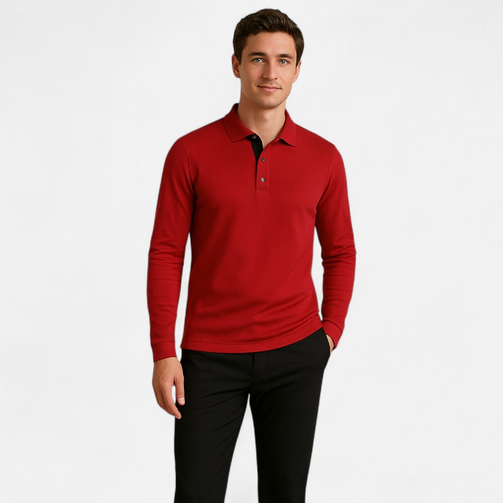 Men's Long Sleeve Casual Polo Shirt