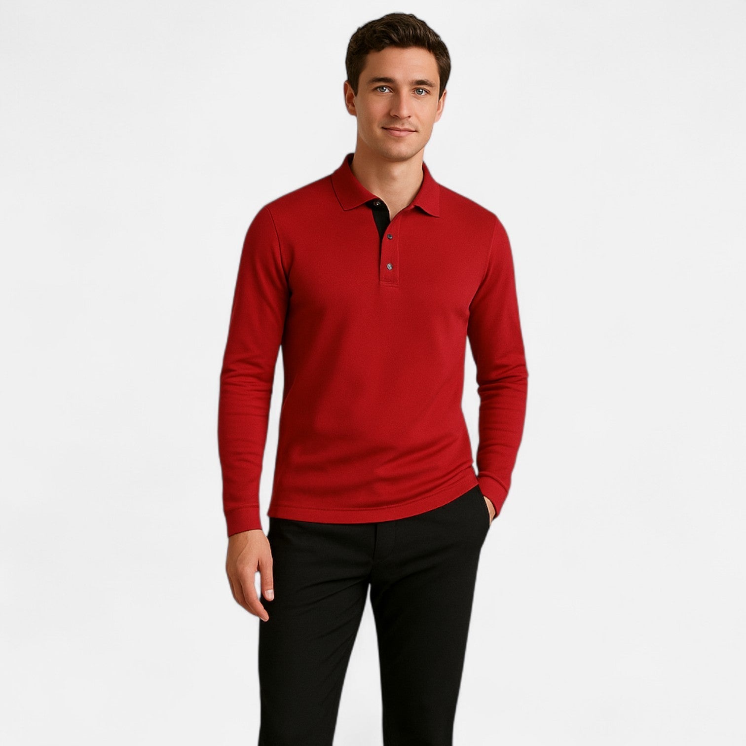 Men's Long Sleeve Casual Polo Shirt