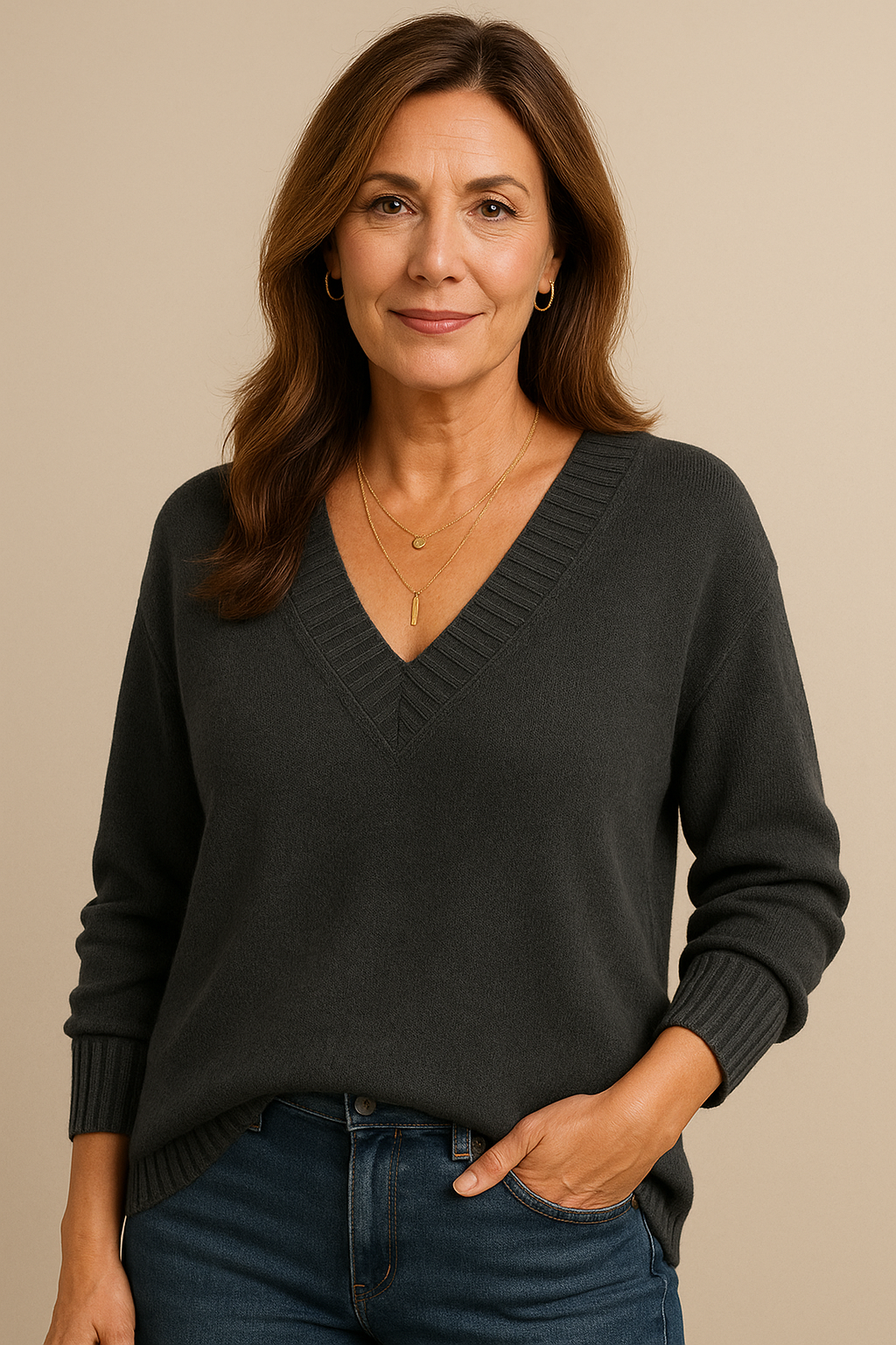 Women’s V-Neck Long-Sleeve Sweater