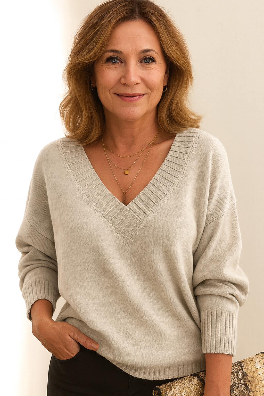 Women’s V-Neck Long-Sleeve Sweater