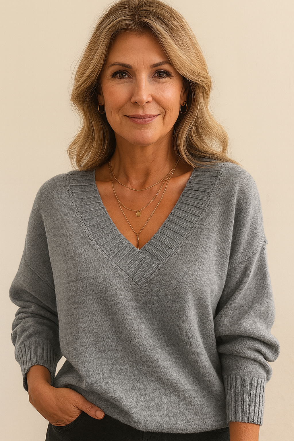 Women’s V-Neck Long-Sleeve Sweater