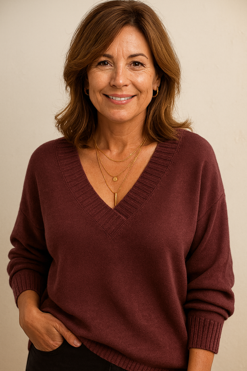 Women’s V-Neck Long-Sleeve Sweater